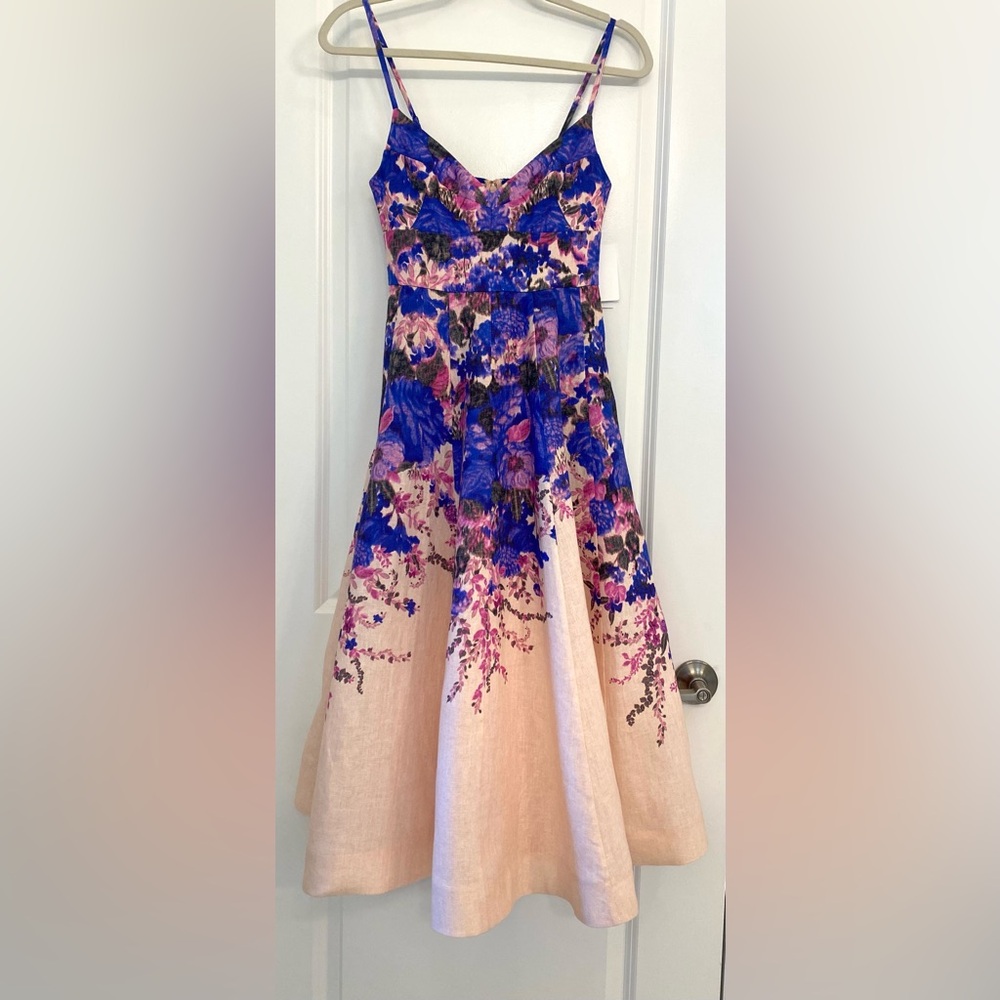 Zimmermann High Tide Picnic Dress Linen Floral Size 4 NWT